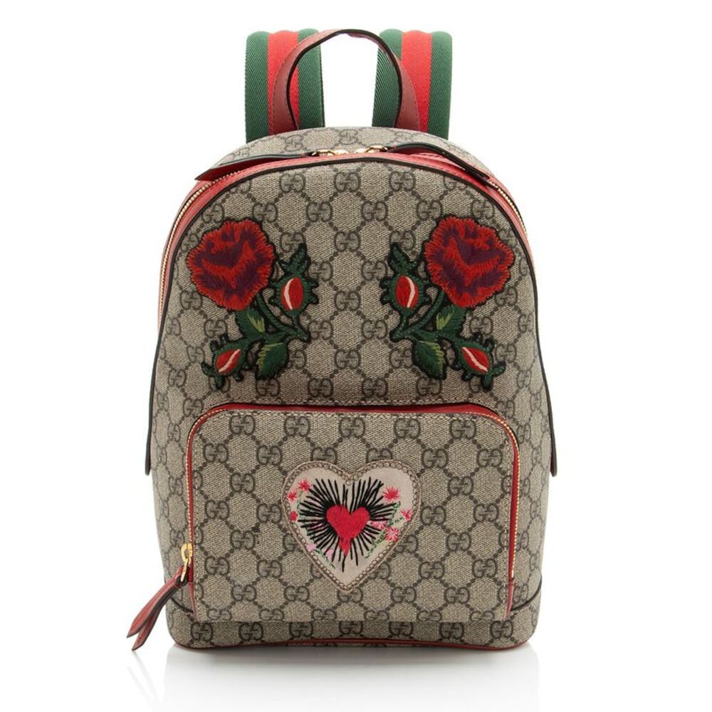 Gucci GG Supreme Embroidered Heart Roses Day Small Backpack